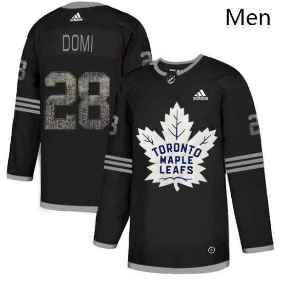 Mens Adidas Toronto Maple Leafs 28 Tie Domi Black Authentic Classic Stitched NHL Jersey